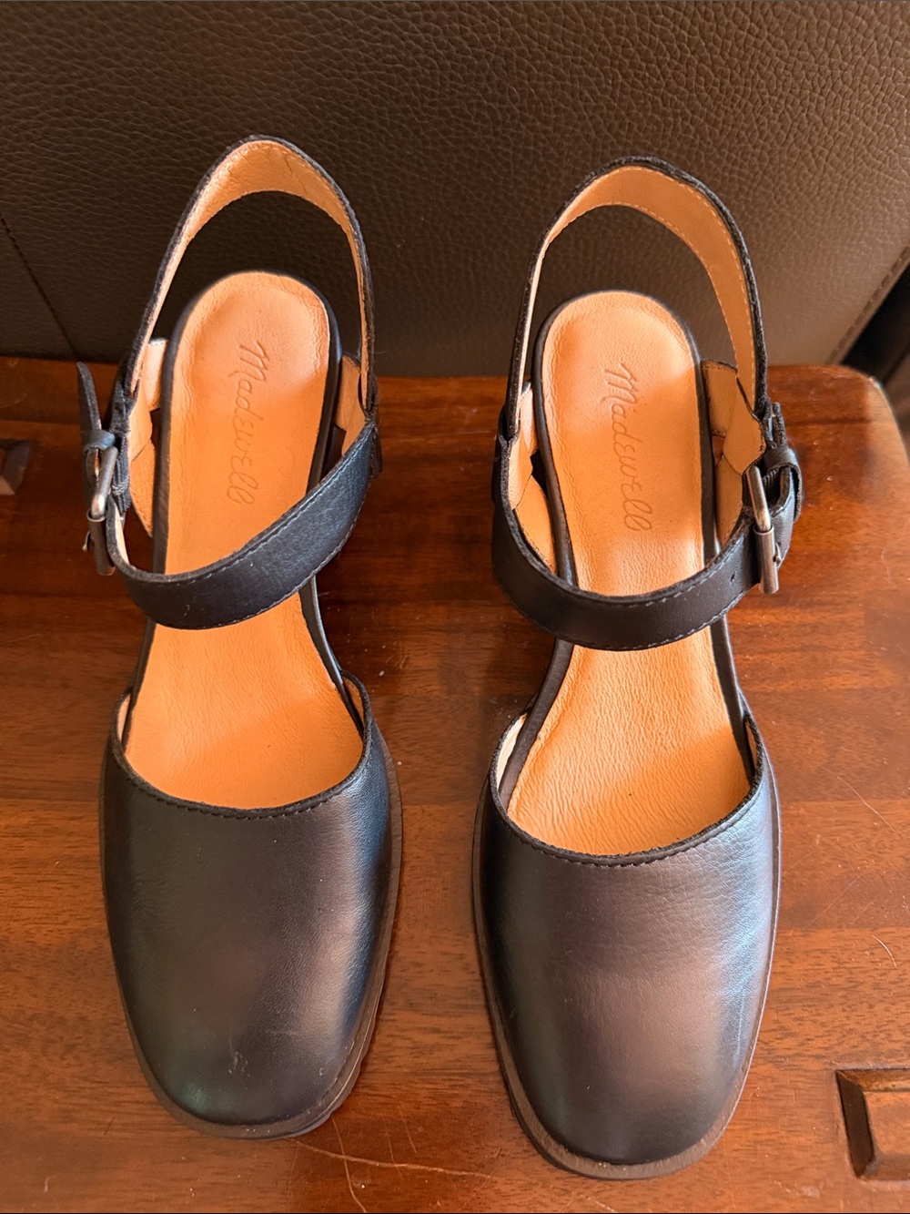 Madewell Black Leather Mary Jane Slingback Shoes